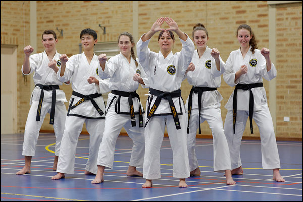 First Tae Kwon Do instructors and black belt members, July 2019, Perth