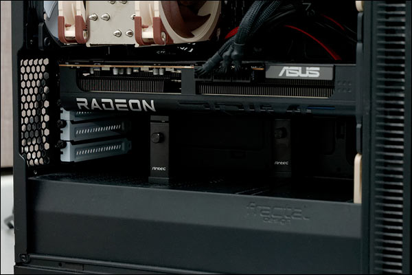 Antec I Shape Prism graphics card stands installed, October 2025, Perth