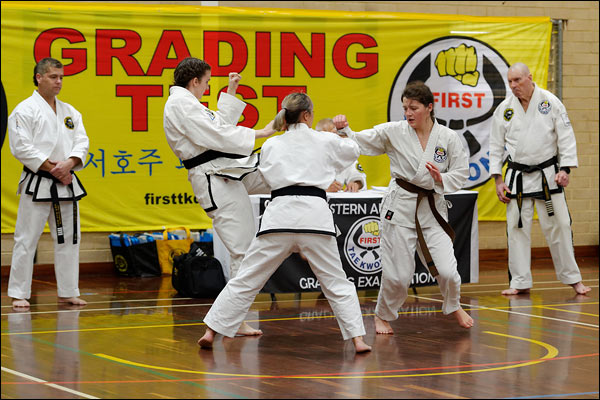 First Tae Kwon Do two-on-one free sparring, September 2023, Perth