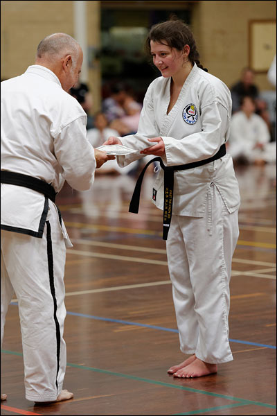 First Tae Kwon Do black belt certificate presentation, September 2023, Perth