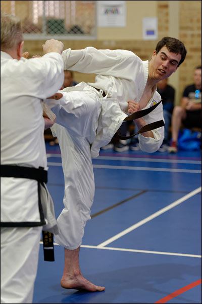 First Tae Kwon Do side kick break, October 2023, Perth