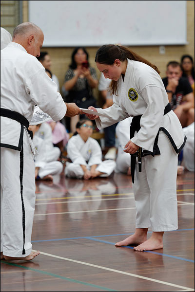First Tae Kwon Do black belt certificate presentation, December 2023, Perth