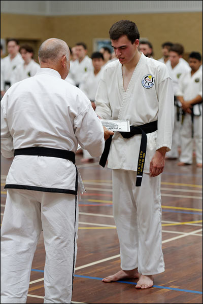 First Tae Kwon Do black belt certificate presentation, December 2023, Perth