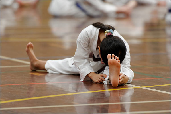 First Tae Kwon Do stretching, March 2024, Perth