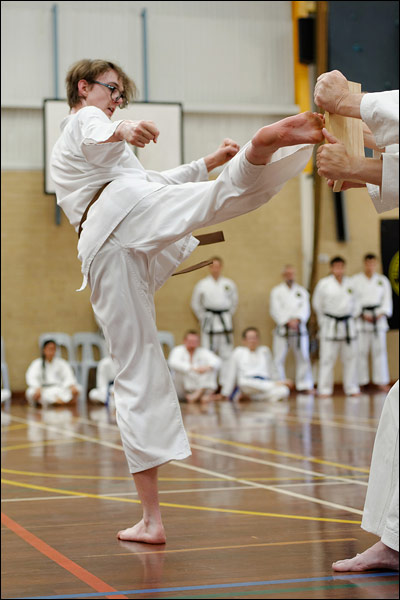 First Tae Kwon Do turning kick break, March 2024, Perth